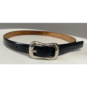 Pristine Beautiful Harold Powell Black Belt Silver Buckle / Small / Perfect